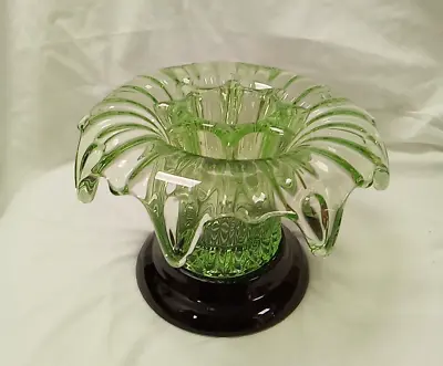 Buy Vintage Art Deco Iris Posy Vase With Black Glass Base • 9.99£