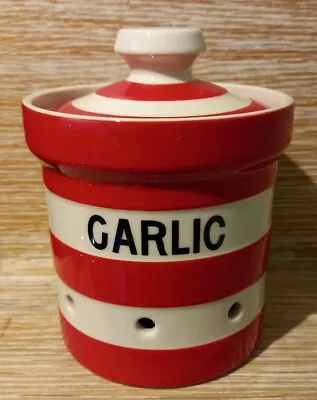 Buy Scarce RED / White TG Green Cornishware GARLIC Lidded Jar  14cm High • 75£