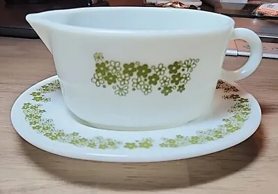 Buy Pyrex Corning Corelle Spring Blossom Gravy Sauce Boat And Underplate 77-B.   USA • 19.29£