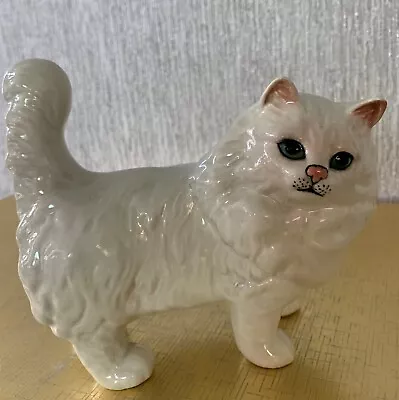 Buy BESWICK CAT  PERSIAN CAT STANDING TALL TAIL ERECT No. 1898 WHITE GLOSS PERFECT A • 19.99£