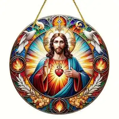 Buy The Holy Heart Of Jesus Christ 2 Design Suncatcher Stained Glass Effect Gift • 6.95£