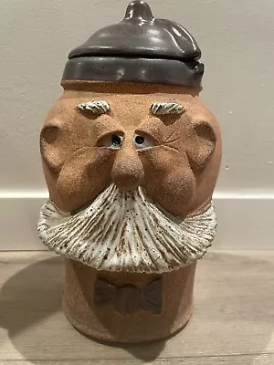Buy Old Man Moustache Bowtie Stoneware Kitchen Canister Cookie Jar Vintage 11.5” • 47.65£