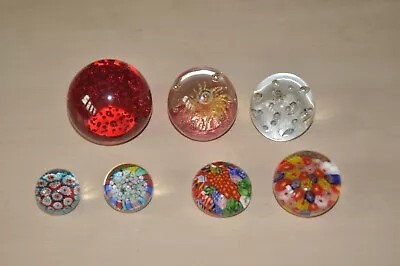 Buy 7 X Antique Glass Paperweights, Murano Millefiori Glass & Others • 14.99£