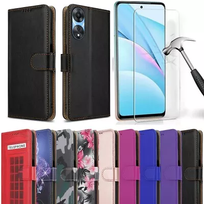 Buy For OPPO A58 5G / A78 5G Case, Leather Wallet Stand Phone Cover + Screen Glass • 5.95£