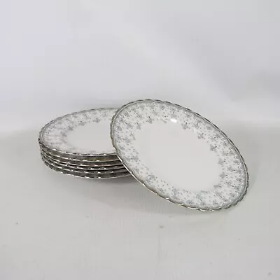 Buy SPODE 'Fleur De Lis' Grey Silver Bone China Set Of 6  X 8  Salad Plates - OTL • 9.99£