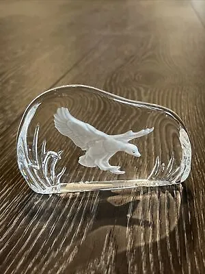 Buy Vintage Wedgwood Crystal Etched Flying Mallard Duck Paperweight Sculpture • 9.46£