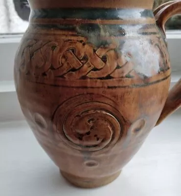 Buy Celtic Clays Celtic Knot Orange Brown Studio Pottery Jug 17cm Handmade Ireland  • 16.99£