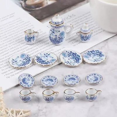 Buy 15Pcs 1:12 Dollhouse Miniature Tableware Porcelain Ceramic Tea Cup Set Sh • 6.12£