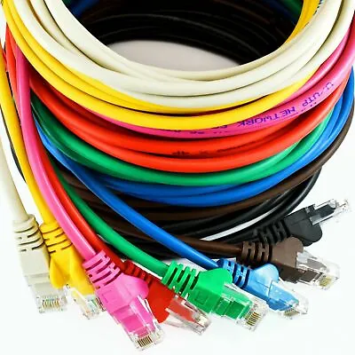 Buy RJ45 Cat5e Network LAN Cable Ethernet Patch Lead Fast Internet 0.25m- 50m Lot • 375£