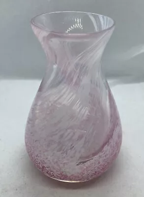 Buy Vintage Caithness Art Glass Pink White Speckle Swirl Bud Vase Stickered • 15£