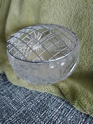 Buy Crystal Glass Rose Bowl With Metal Grid • 3.50£