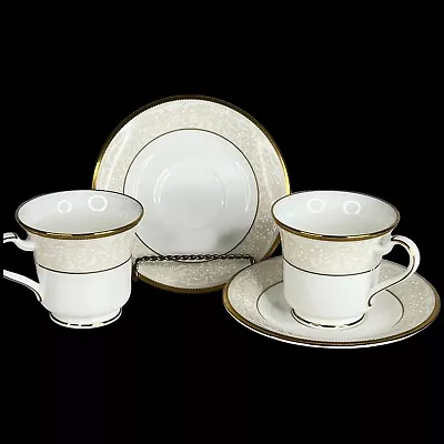 Buy Noritake White Palace Footed Cup And Saucer Set Of 2 Bone China NEW With Tags • 33.80£