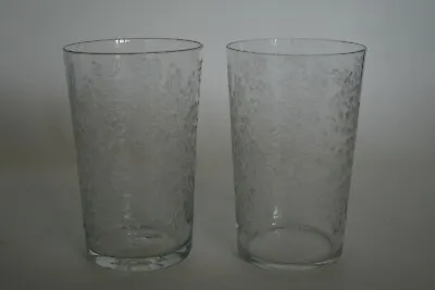 Buy PAIR Of Antique Wheel Cut Abstract Foliage Design Tumblers With Polished Pontil • 24.95£