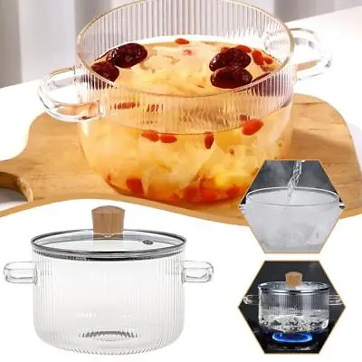 Buy Glass Stew Cooker Heat Resistant Soup Pot Glass Cooking Pot Transparent Stew • 10.93£