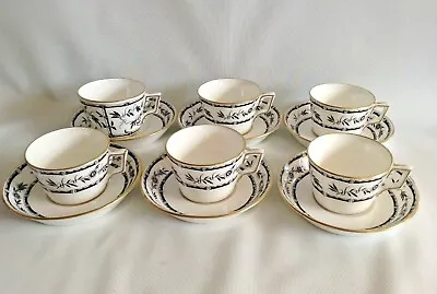 Buy Hammersley & Co Fine China Black Bamboo 6 Cups & 6 Saucers RARE • 85£