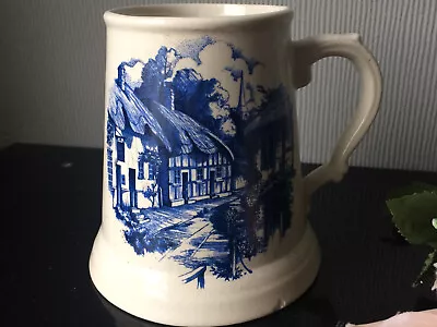 Buy Royal Cauldon Pottery Tankard  Blue & White Landscape Ceramic Mug Tankard 550ml • 10£