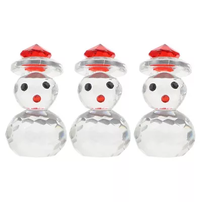 Buy Sparkling 3Pcs Snowman Figurine - Crystal Sculpture Xmas Ornament • 9.69£