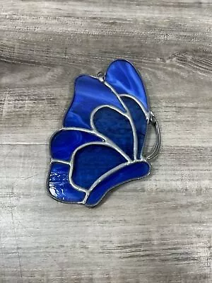 Buy Vtg Leaded Stained Glass Butterfly Ornament Sun Catcher Glass Window Art Blue • 13.92£