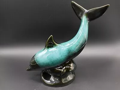 Buy Vintage Blue Mountain Art Pottery Green Blue Glazed Dolphin Statue Figurine • 13.51£