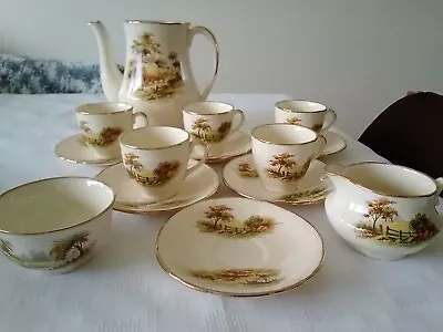 Buy Vintage Alfred Meakin  14 Piece Coffee Set    The Hayride  . Missing Cup And Lid • 6£