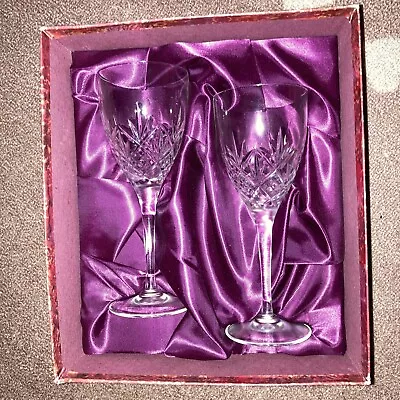 Buy 2 X Royal Doulton   Crystal Hellene  7  Wine Glasses Goblets UNUSED &  BOXED • 20£