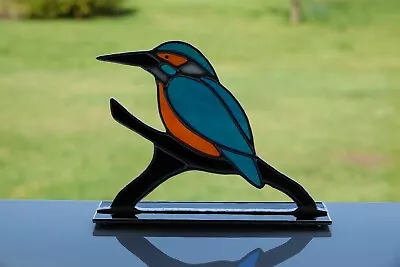 Buy Stained Glass Freestanding Ornament Kingfisher British Bird Gift/Home Decoration • 55£