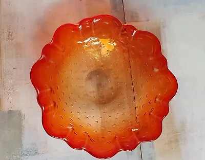 Buy Vintage Whitefriars Controlled Bubble Art Glass Dish Yellow Orange Red • 15.99£