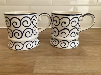 Buy Whittard Of Chelsea  Tea Coffee Mug X 2 White And Blue Swirl Hand Painted • 14.99£