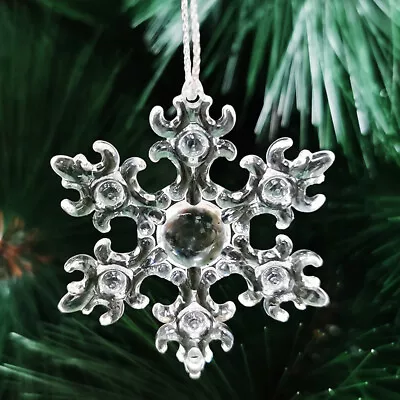 Buy 10x Clear Crystal Christmas Hanging Snowflakes Window Ornament Xmas Tree Outdoor • 2.51£
