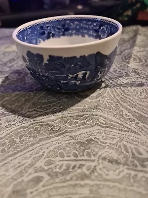 Buy Antique W Adams & Co Cattle Scenery Blue And White Ironstone Bowl - 11cm • 3.50£