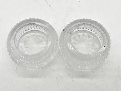 Buy Vintage Pair Of Cut Glass Crystal Tealight Holders Thick Rim Clear • 22.99£