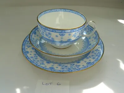 Buy Antique Minton Blue & White Trio: Cup/saucer/plate Floral & Fan Design C19th #6 • 44.99£