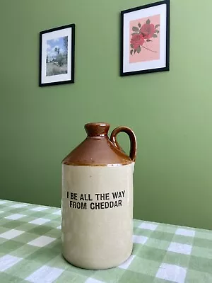 Buy STONEWARE Vintage Glazed Flagon Jug - I Be All The Way From Cheddar • 10£