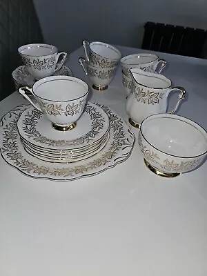 Buy Queen Anne China Tea Set Gold Leaf  • 40£