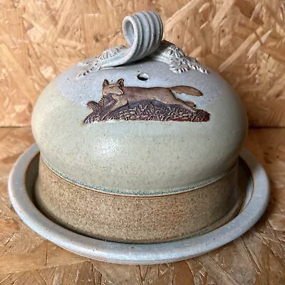 Buy Vintage Martin Homer Studio Pottery Cheese Dome Butter Dish Cloche Fox & Turkey • 35£