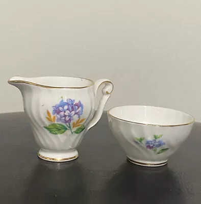 Buy Vintage  Fine Bone China England Mini Tease Sugar Bowl & Creamer Pink Flower • 15.36£