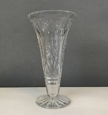 Buy Vintage Webb Corbett Cut Crystal Footed Trumpet Vase Decorative Star Pattern • 24.99£