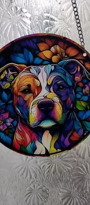 Buy Multi Coloured Staffie Dog Stained Glass Effect Sun Catcher New Gift Idea • 2.50£