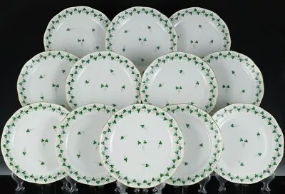 Buy Set Of 12 Herend Hungary Persil Pattern Hand Painted Porcelain Dinner Plates N/r • 82.06£