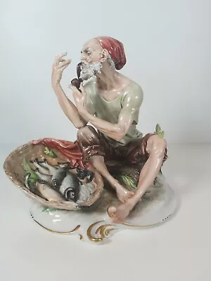 Buy Large Capodimonte Italian Fisherman With Pipe Figurine, Appr.22cm Tall • 148£