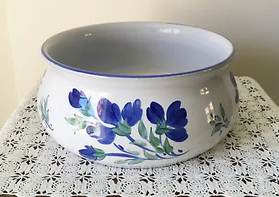 Buy Denby Ceramic Bowl Vintage Blue And White Floral Pattern Planter / Fruit Bowl   • 15£