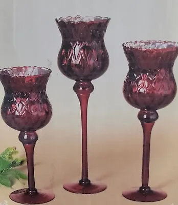 Buy Victorian Trading 3 Ruby Red Glass Votive Candle Candleholders 15  40A • 84.56£