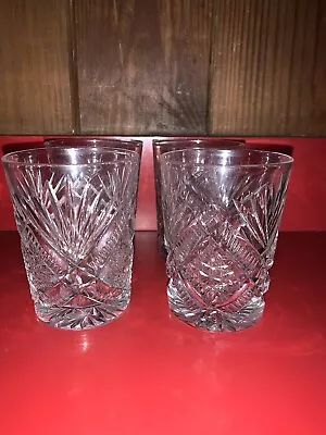 Buy Set Of 4 Libbey American Brilliant Period Cut Whiskey Glasses • 94.72£