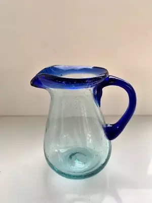 Buy Vintage Hand-Blown Mexican Glass Pera Pitcher - Margarita Jug - Cobalt Blue • 5.50£