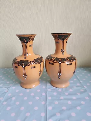Buy Frederick Rhead Wood And Sons Elers Wear Yellow Burslem Vases Lovely Items. • 125£
