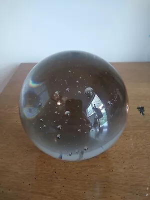 Buy Vintage Paperweight Smokey Art Glass Orb Sphere Controlled Bubbles (4x4) • 30.31£