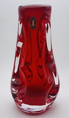 Buy Whitefriars Patt.No 9844 Art Glass Knobbly Vase In FLC Ruby Red By Baxter • 58£