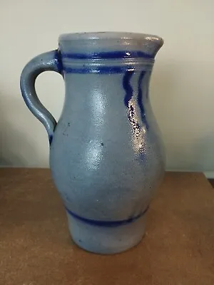 Buy Vintage C.1950, Westerwald German Stoneware Jug, Blue, Salt Glazed, 1.5 Litres • 6.95£