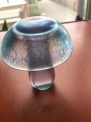 Buy Turquoise Glass Mushroom With Label Which Is Worn • 25£