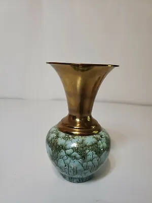 Buy Vintage Handpainted Delftware W/ Brass Accents Vase W.b. Leersum Made In Holland • 23.66£